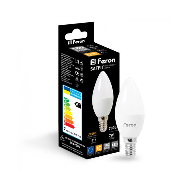 

Лампа светодиодная Feron LB-197 C37 230V 7W 700Lm E14 2700K (25809)