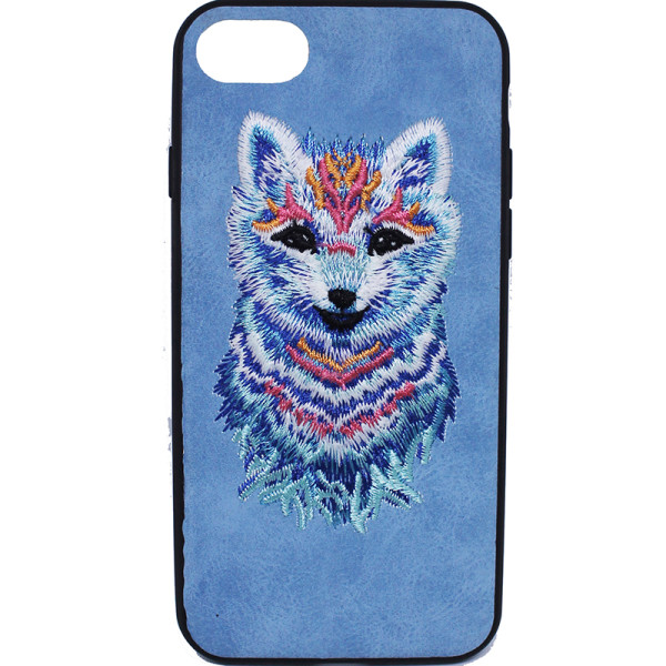 

TPU+PC Embroider Animals Soft series для Apple iPhone 7 / 8 (4.7") (Волк / Голубой) (330700)