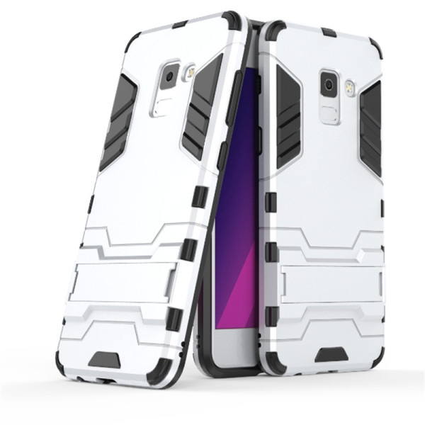 

-подставка ударопрочный Transformer для Samsung A530 Galaxy A8 (2018) с мощной защитой корпуса (Серебряный / Satin Silver) (391647)