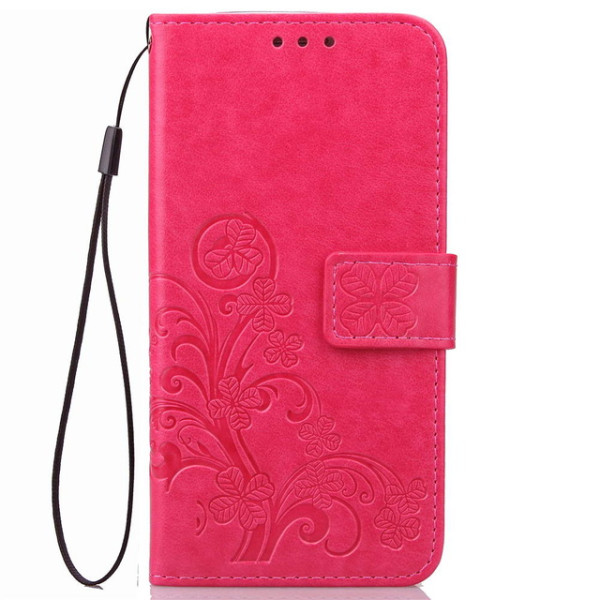 

кожаный (книжка) Four-leaf Clover с визитницей для Meizu M6 Note (Розовый) (406581)