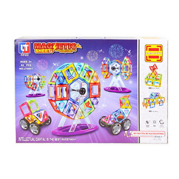 

Детский магнитный Конструктор Magnetic Sheet LT4001, 92 детали