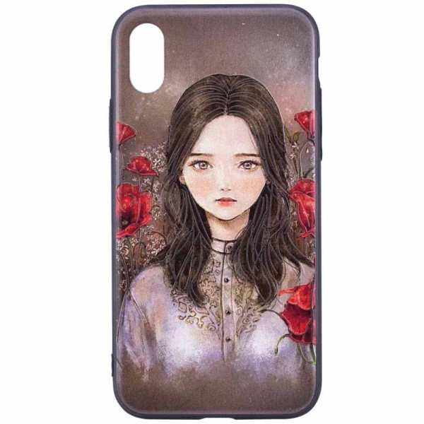 

TPU+PC YCT картина для Apple iPhone X (5.8") / XS (5.8") (Девочка в красных цветах) (542232)