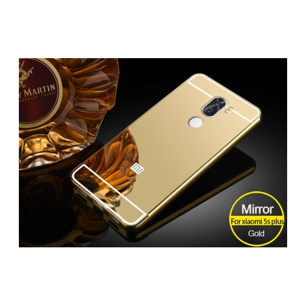 

-бампер металлический с акриловой вставкой с зеркальным покрытием для Xiaomi Mi 5s Plus (Золотой) (54988)