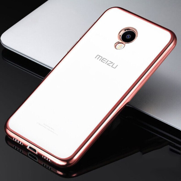 

Силиконовый (TPU) чехол Deexe Glossy Border Meizu M5 - Rose Gold