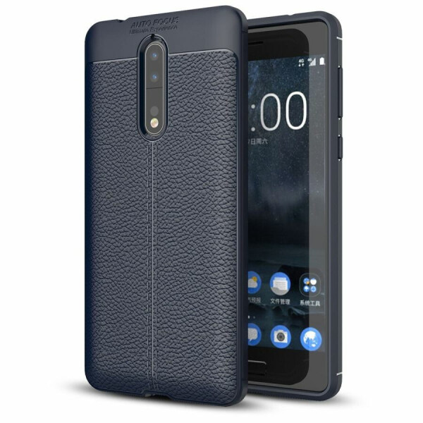 

Защитный чехол Deexe Leather Cover для Nokia 8 - Dark Blue