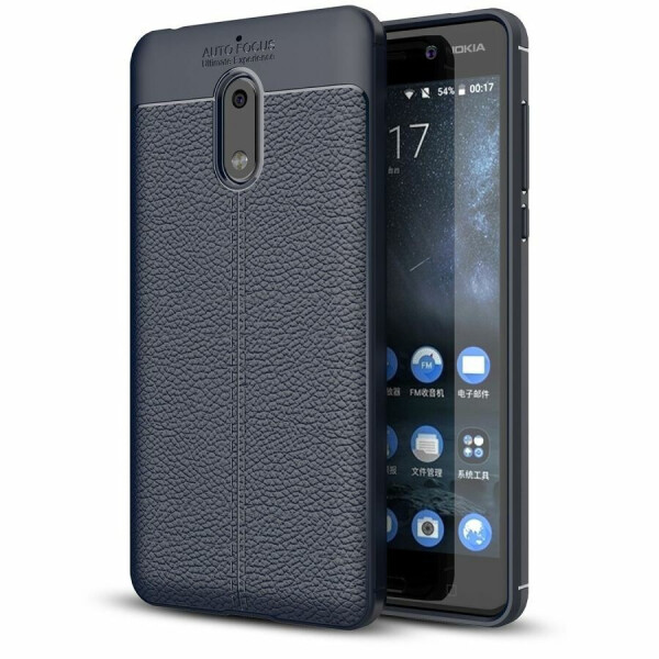 

Защитный чехол Deexe Leather Cover для Nokia 6 - Dark Blue