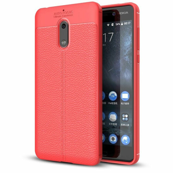 

Защитный чехол Deexe Leather Cover для Nokia 6 - Red