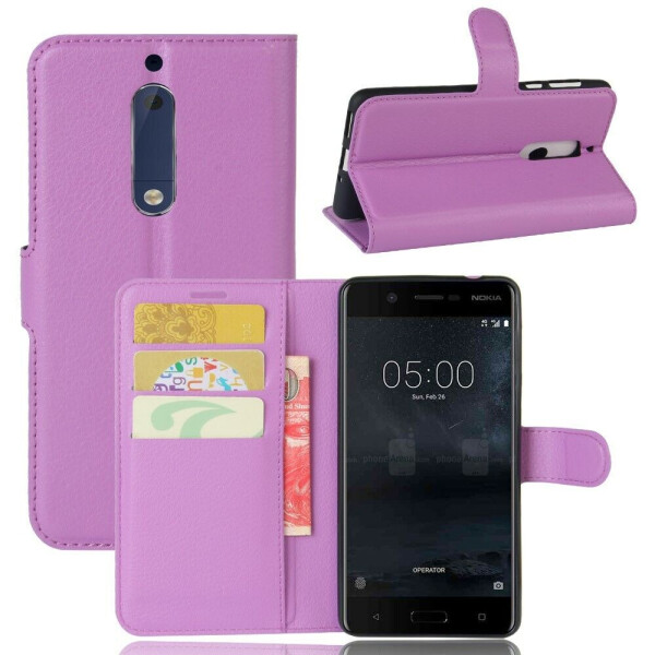 

Чехол-книжка Deexe Wallet Style для Nokia 5 - Purple