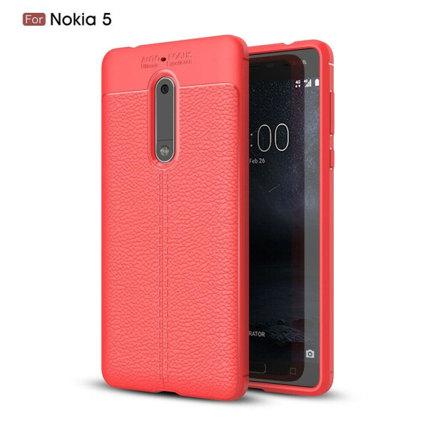 

Защитный чехол Deexe Leather Cover для Nokia 5 - Red