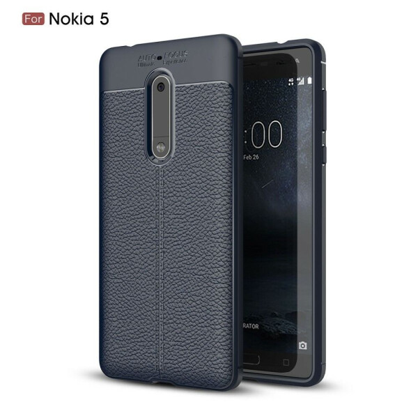 

Защитный чехол Deexe Leather Cover для Nokia 5 - Dark Blue