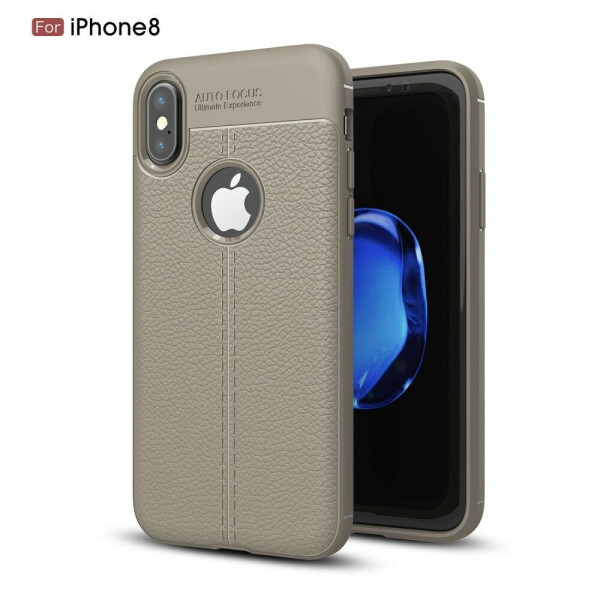 

Защитный чехол Deexe Leather Cover для iPhone X / iPhone XS - Grey
