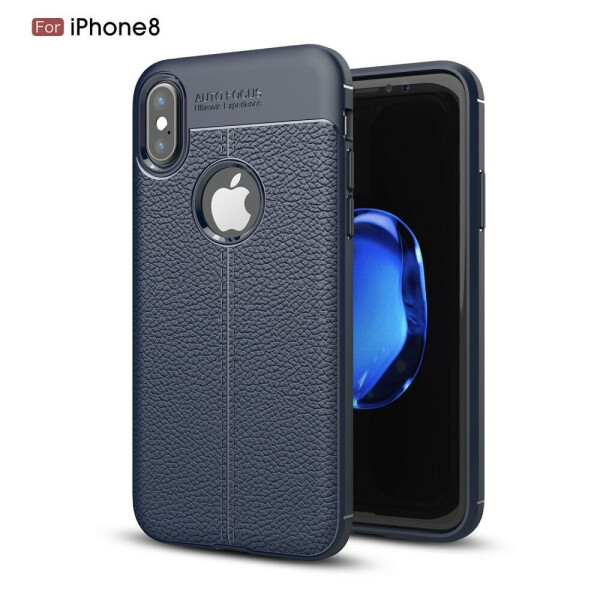 

Защитный чехол Deexe Leather Cover для iPhone X / iPhone XS - Dark Blue