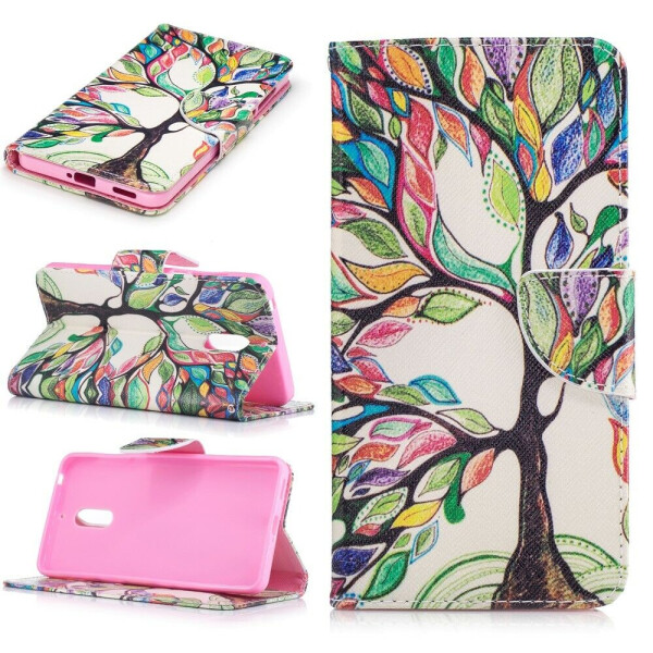 

Чехол-книжка Deexe Color Wallet для Nokia 6 - Colorful Tree
