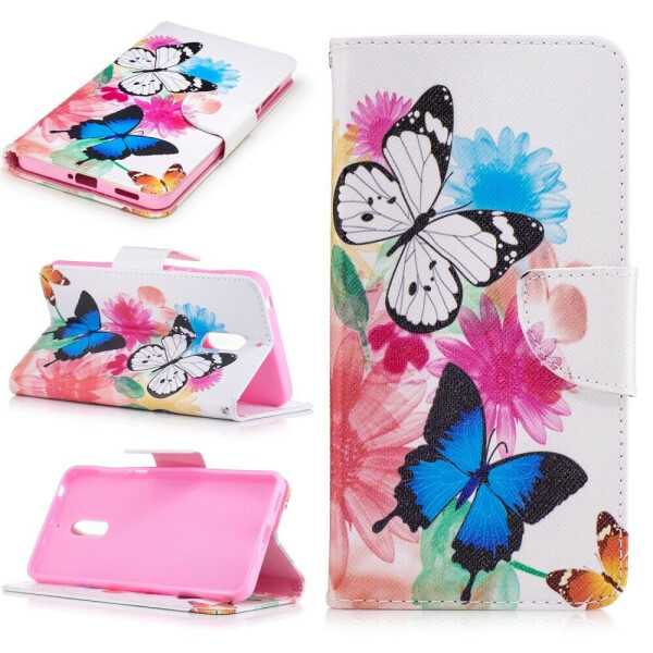 

Чехол-книжка Deexe Color Wallet для Nokia 6 - Butterfly in Flowers