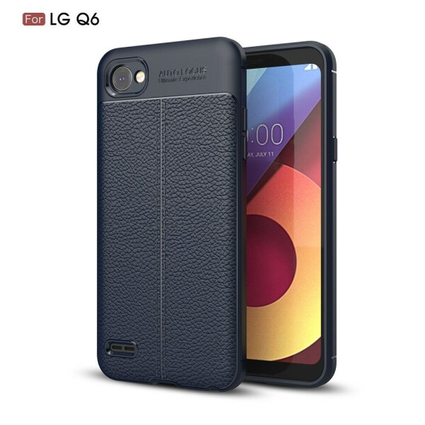 

Защитный чехол Deexe Leather Cover для LG Q6 / Q6a - Dark Blue