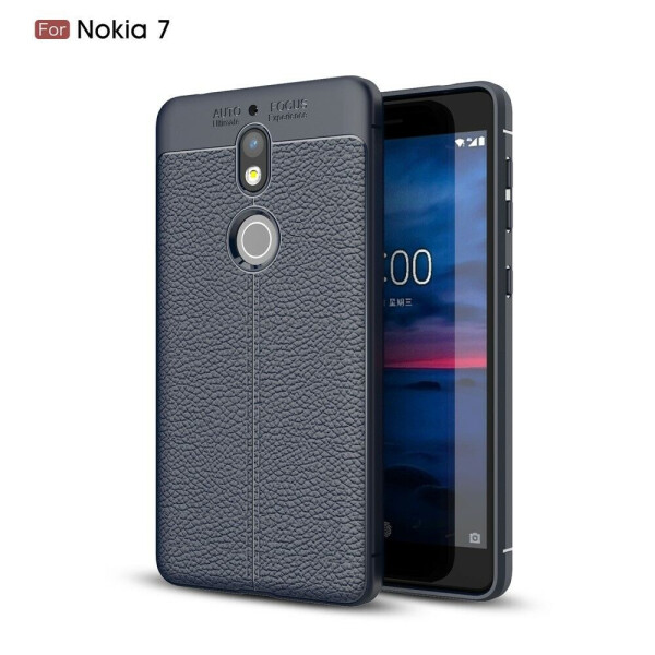 

Защитный чехол Deexe Leather Cover для Nokia 7 - Dark Blue