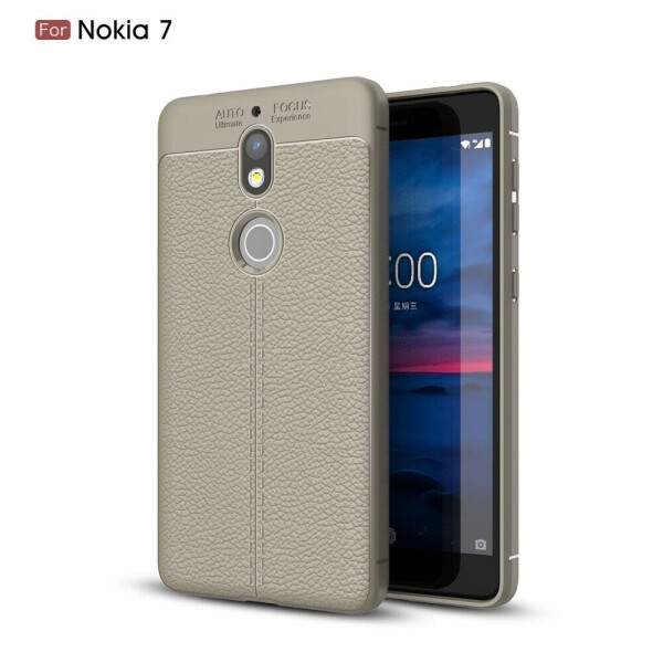 

Защитный чехол Deexe Leather Cover для Nokia 7 - Grey