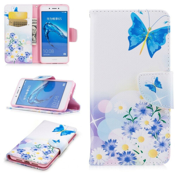

Чехол-книжка Deexe Color Wallet для Huawei Honor 6C - Butterfly in Flowers