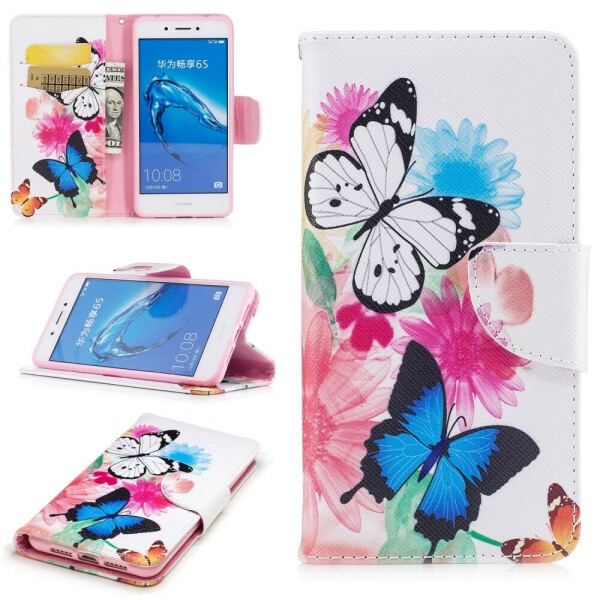 

Чехол-книжка Deexe Color Wallet для Huawei Honor 6C - Butterfly in Flowers B