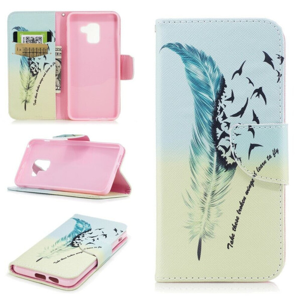 

Чехол-книжка Deexe Color Wallet для Samsung Galaxy A8 2018 (A530) - Feather Pattern