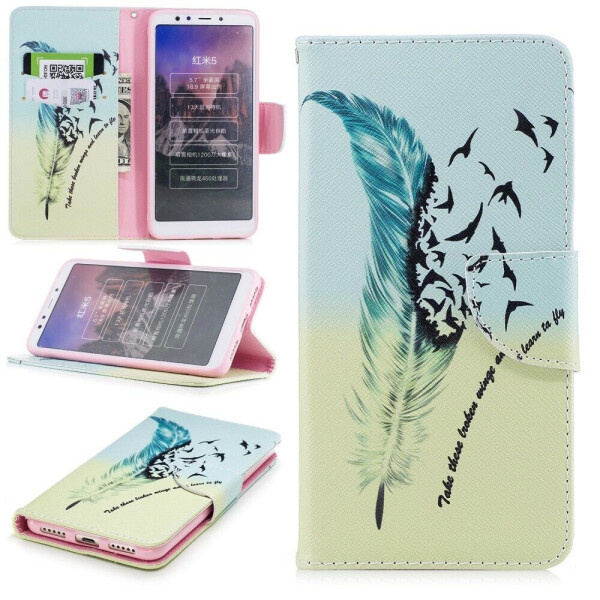 

Чехол-книжка Deexe Color Wallet для Xiaomi Redmi 5 - Feather Pattern