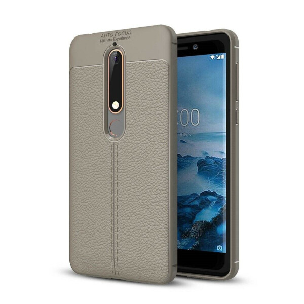 

Защитный чехол Deexe Leather Cover для Nokia 6 2018 / Nokia 6.1 - Grey