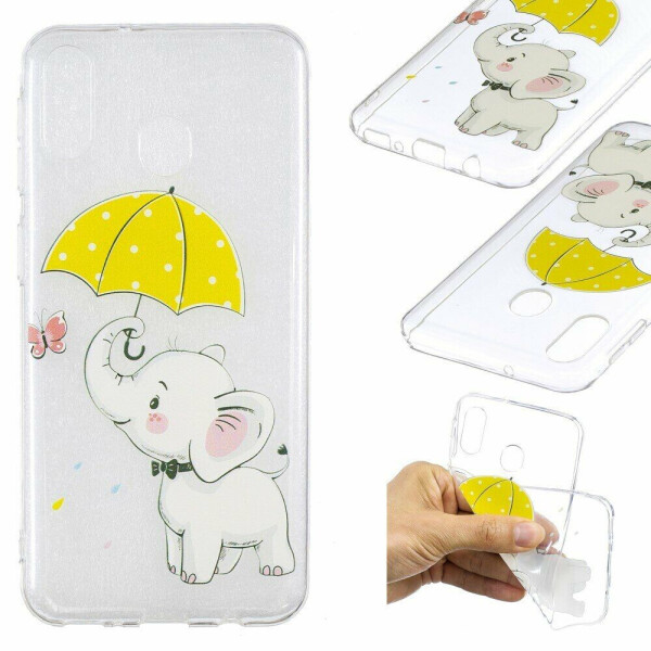 

Силиконовый (TPU) чехол Deexe Pretty Glossy для Samsung Galaxy M20 - Elephant Holding an Umbrella