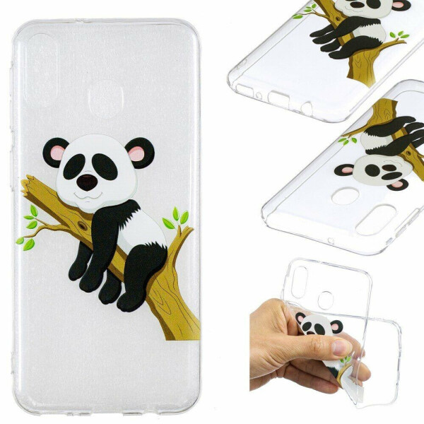 

Силиконовый (TPU) чехол Deexe Pretty Glossy для Samsung Galaxy M20 - Panda Climbing Tree