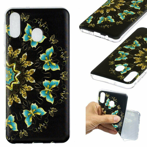 

Силиконовый (TPU) чехол Deexe Pretty Glossy для Samsung Galaxy M20 - Colorized Butterfly
