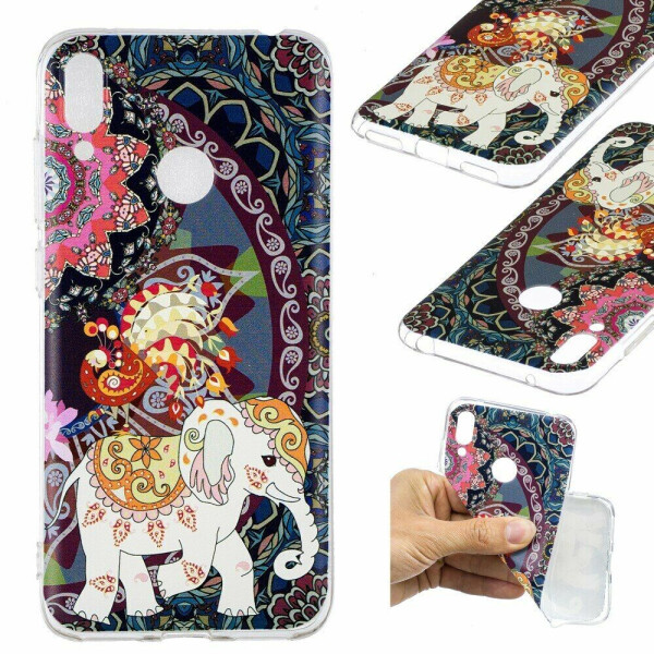 

Силиконовый (TPU) чехол Deexe Pretty Glossy для Huawei Y7 (2019) - Flower and Elephant