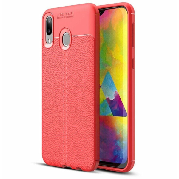 

Защитный чехол Deexe Leather Cover для Samsung Galaxy M20 - Red