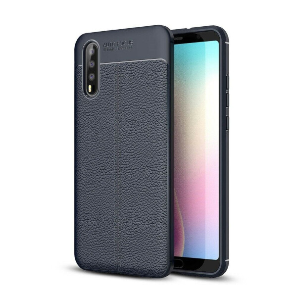 

Защитный чехол Deexe Leather Cover для Huawei P20 - Dark Blue