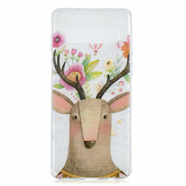 

Силиконовый (TPU) чехол Deexe Pretty Glossy для Samsung Galaxy S10 (G973) - Deer with Flowers