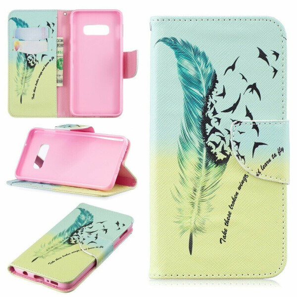 

Чехол-книжка Deexe Color Wallet для Samsung Galaxy S10e (G970) - Feather Pattern
