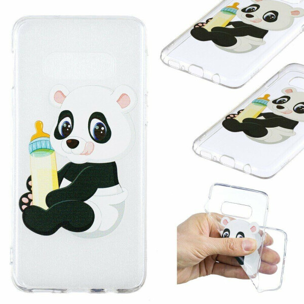 

Силиконовый (TPU) чехол Deexe Pretty Glossy для Samsung Galaxy S10e (G970) - Panda Holding a Bottle