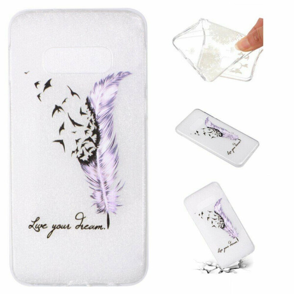 

Силиконовый (TPU) чехол Deexe Pretty Glossy для Samsung Galaxy S10e (G970) - Purple Feather and Birds