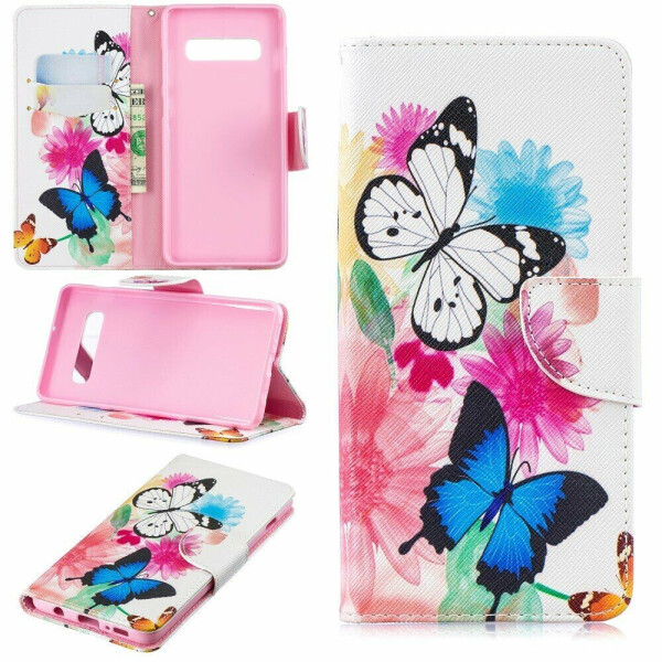 

Чехол-книжка Deexe Color Wallet для Samsung Galaxy S10 Plus (G975) - Butterflies and Flowers