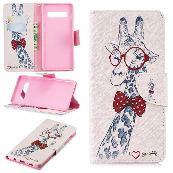 

Чехол-книжка Deexe Color Wallet для Samsung Galaxy S10 Plus (G975) - Giraffe Wearing Glasses