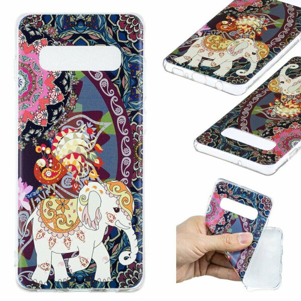 

Силиконовый (TPU) чехол Deexe Pretty Glossy для Samsung Galaxy S10 Plus (G975) - Flower and Elephant