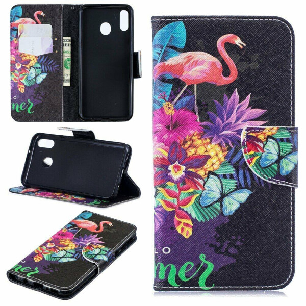 

Чехол-книжка Deexe Color Wallet для Samsung Galaxy M20 (M205) - Crane and Flowers