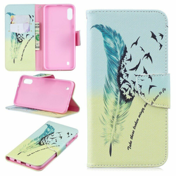 

Чехол-книжка Deexe Color Wallet для Samsung Galaxy M10 (M105) - Feather Pattern