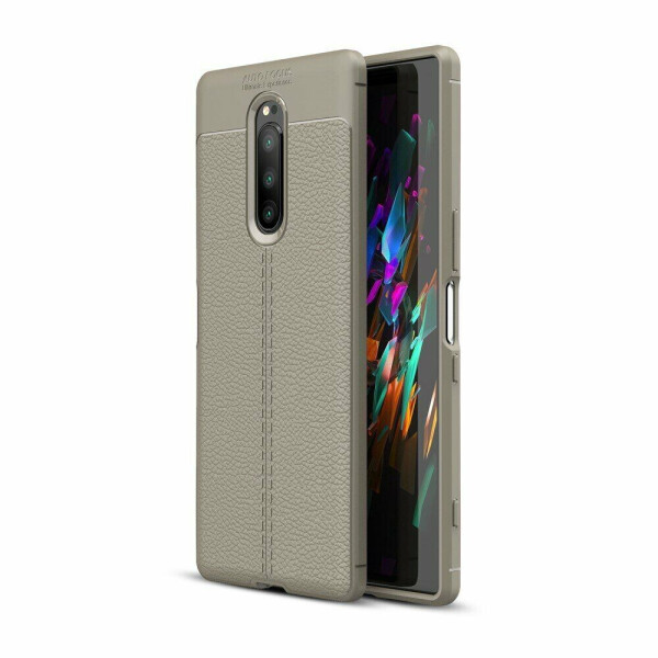 

Защитный чехол Deexe Leather Cover для Sony Xperia 1 - Grey