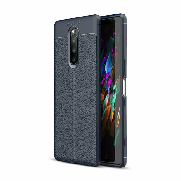 

Защитный чехол Deexe Leather Cover для Sony Xperia 1 - Dark Blue