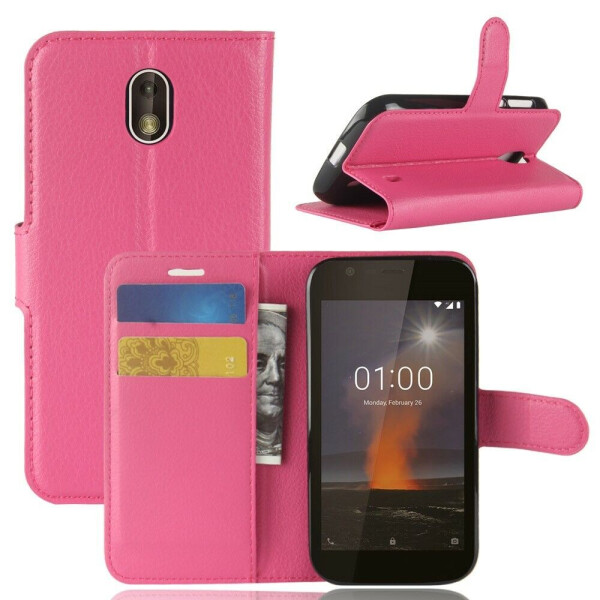 

Чехол-книжка Deexe Wallet Style для Nokia 1 - Magenta