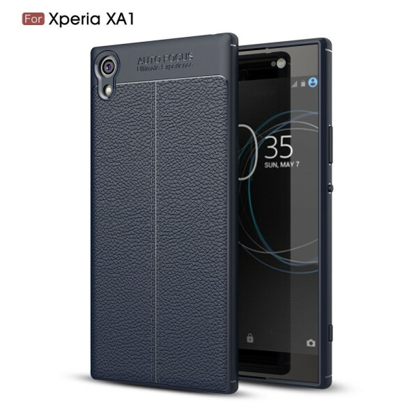 

Защитный чехол Deexe Leather Cover для Sony Xperia XA1 - Dark Blue