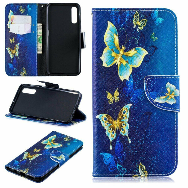 

Чехол-книжка Deexe Color Wallet для Samsung Galaxy A50 (A505) / A30s (A307) / A50s (A507) - Blue Butterflies