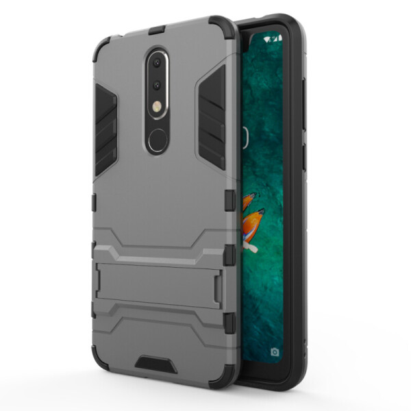 

-подставка ударопрочный Transformer для Nokia 8.1 (Nokia X7) с мощной защитой корпуса (Металл / Gun Metal) (680224)