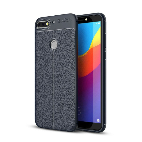 

Защитный чехол Deexe Leather Cover для Huawei Y7 2018 / Y7 Prime 2018 / Honor 7C Pro - Dark Blue