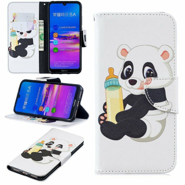 

Чехол-книжка Deexe Color Wallet для Huawei Honor 8A / Honor 8A Prime / Y6s 2019 - Panda Holding a Bottle