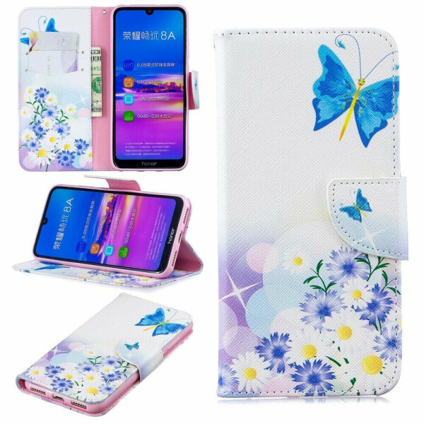 

Чехол-книжка Deexe Color Wallet для Huawei Honor 8A / Honor 8A Prime / Y6s 2019 - Blue Butterflies